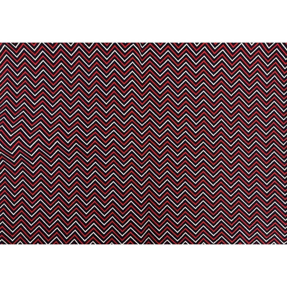 Vintage 70s Red White Blue Chevron Stretch Poly Fabric 1598